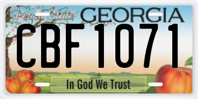 GA license plate CBF1071