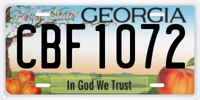 GA license plate CBF1072
