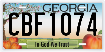 GA license plate CBF1074