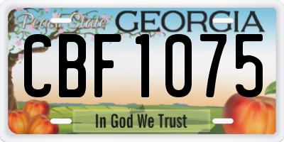 GA license plate CBF1075