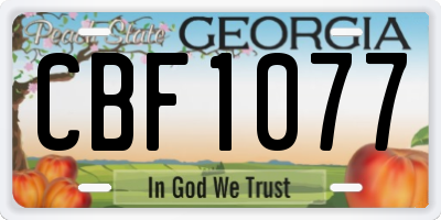 GA license plate CBF1077