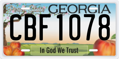 GA license plate CBF1078