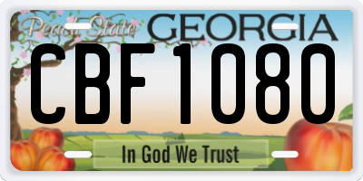 GA license plate CBF1080