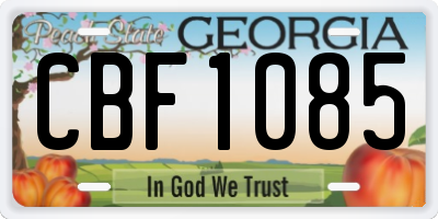 GA license plate CBF1085