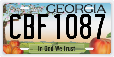 GA license plate CBF1087