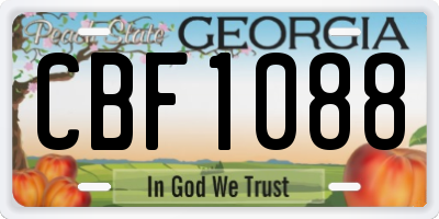 GA license plate CBF1088