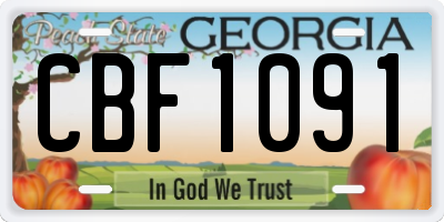 GA license plate CBF1091