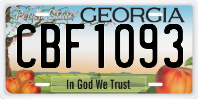GA license plate CBF1093