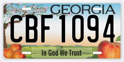 GA license plate CBF1094