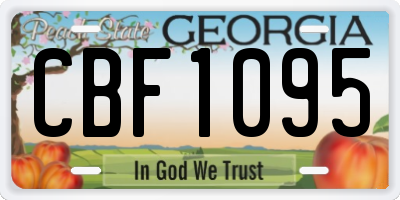 GA license plate CBF1095