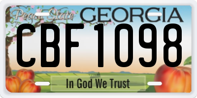 GA license plate CBF1098