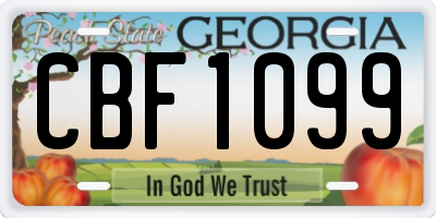 GA license plate CBF1099