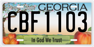 GA license plate CBF1103