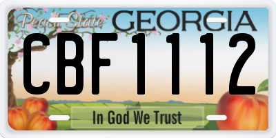 GA license plate CBF1112