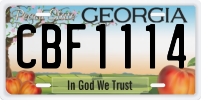 GA license plate CBF1114