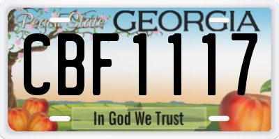 GA license plate CBF1117