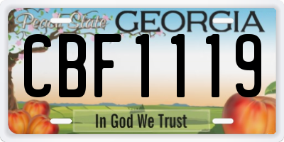 GA license plate CBF1119