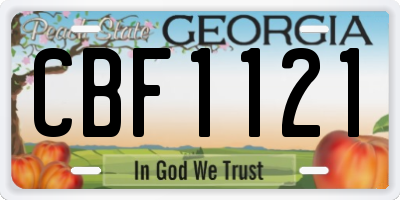 GA license plate CBF1121