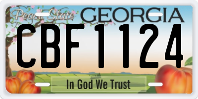 GA license plate CBF1124