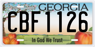 GA license plate CBF1126