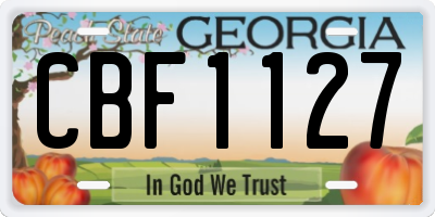 GA license plate CBF1127