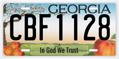 GA license plate CBF1128