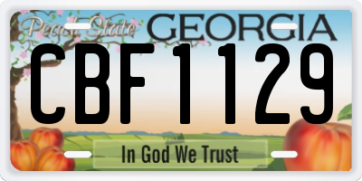 GA license plate CBF1129