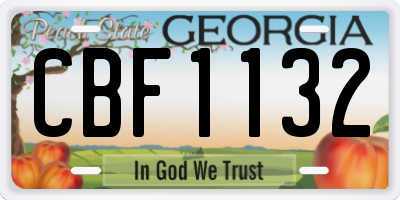 GA license plate CBF1132