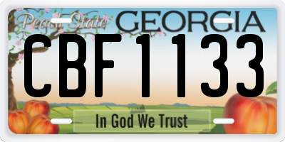 GA license plate CBF1133