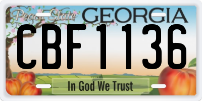 GA license plate CBF1136