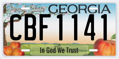 GA license plate CBF1141