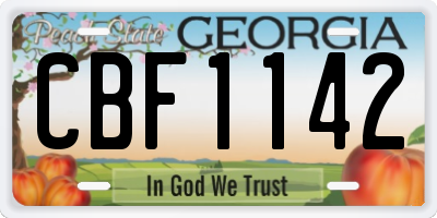 GA license plate CBF1142