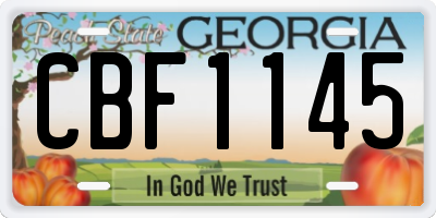 GA license plate CBF1145