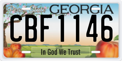 GA license plate CBF1146