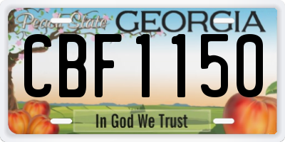 GA license plate CBF1150
