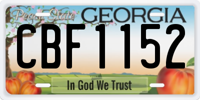 GA license plate CBF1152