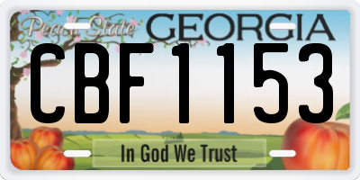 GA license plate CBF1153
