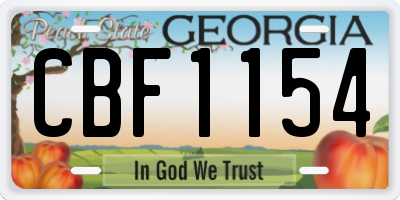 GA license plate CBF1154