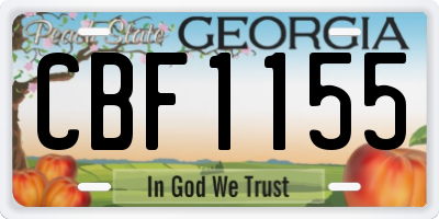 GA license plate CBF1155