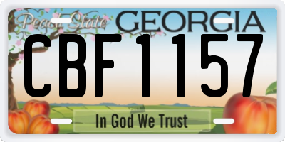 GA license plate CBF1157