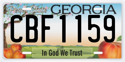 GA license plate CBF1159