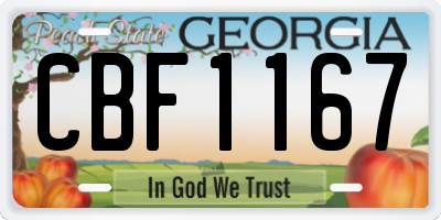 GA license plate CBF1167