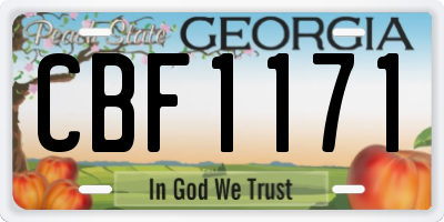 GA license plate CBF1171