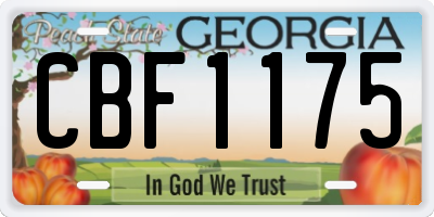 GA license plate CBF1175