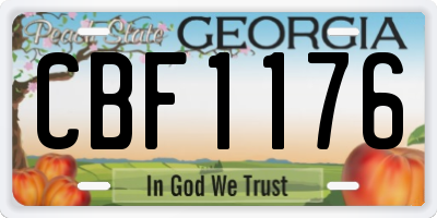 GA license plate CBF1176
