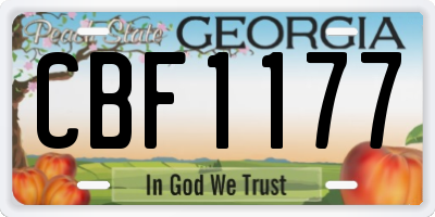 GA license plate CBF1177