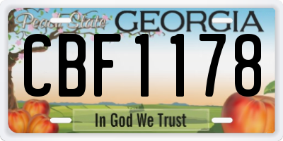 GA license plate CBF1178