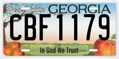GA license plate CBF1179
