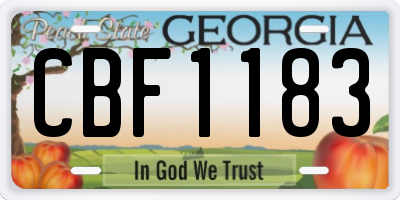 GA license plate CBF1183