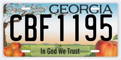 GA license plate CBF1195